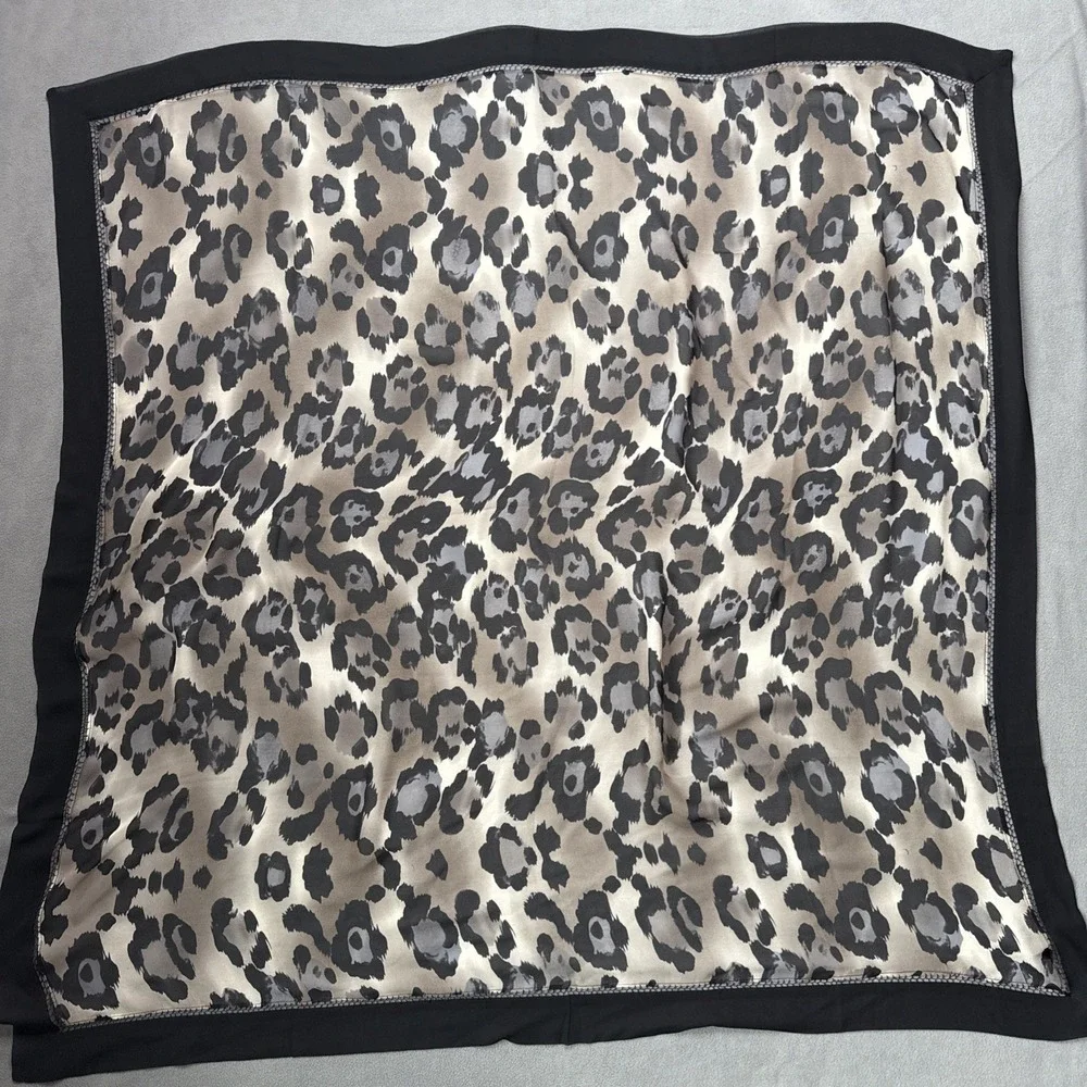 Adrienne Vittadini Silk Scarf Womens Animal Print Square Sheer Chiffon VTG